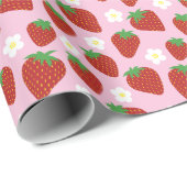 Hübsches Sommer-Erdbeermuster Geschenkpapier (Rolleneckpunkt)