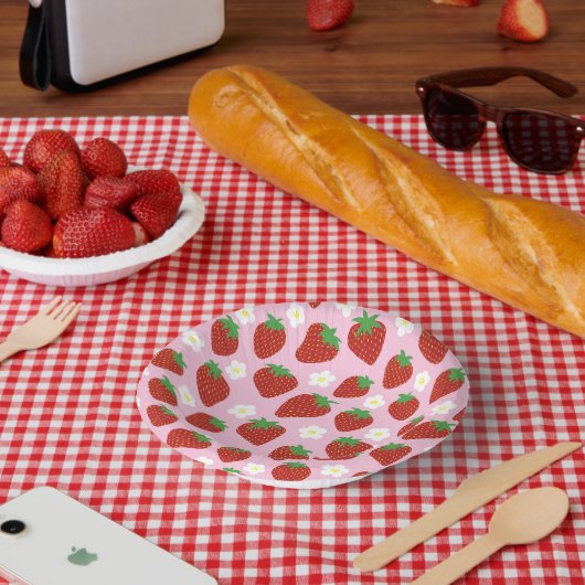 Hübsches Sommer-Erdbeermuster Pappteller (Picknick)