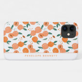 Hübsches Sommerpfirsichmuster | Monogramm Case-Mate iPhone Hülle (Rückseite (Horizontal))