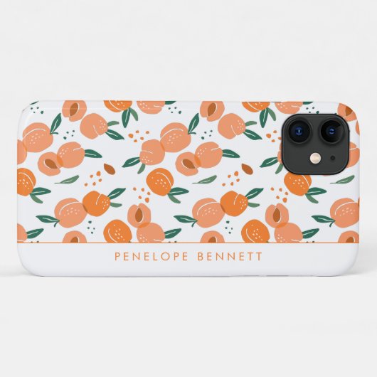Hübsches Sommerpfirsichmuster | Monogramm Case-Mate iPhone Hülle (Rückseite (Horizontal))