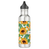 Hübsches Sonnenblumenmuster Gelb & Grün Edelstahlflasche (Links)