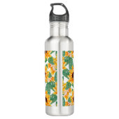 Hübsches Sonnenblumenmuster Gelb & Grün Edelstahlflasche (Rückseite)