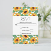 Hübsches Sonnenblumenmuster Gelb & Grün Hochzeit RSVP Karte (Stehend Vorderseite)