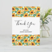Hübsches Sonnenblumenmuster Gelb & Grün Vielen Dan Dankeskarte (Stehend Vorderseite)