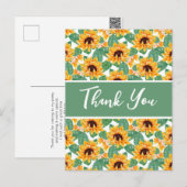 Hübsches Sonnenblumenmuster Gelb & Grün Vielen Dan Postkarte (Vorne/Hinten)