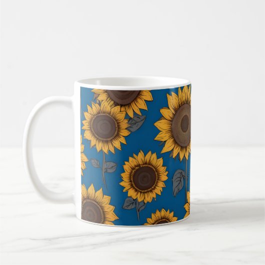 Hübsches Sonnenblumenmuster Kaffeetasse (Links)