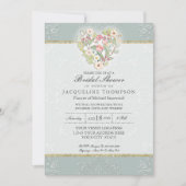 Hübsches Spitzen-Dusty-Silber-Sage-Brautparty Einladung (Vorderseite)