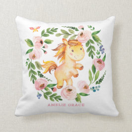 Hübsches Spring Pony Blush Blumengrün Baby Girl Kissen