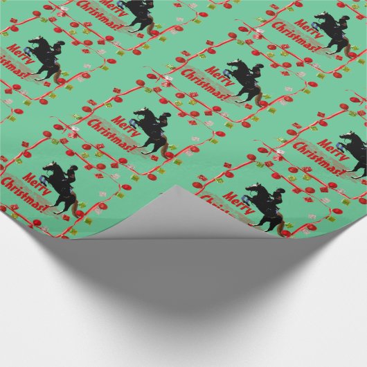 Hübsches springendes Pony-Weihnachten Geschenkpapier (Ecke)