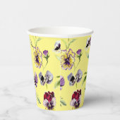 Hübsches Stiefmütterchen mit Aquarellfarbe Muster Pappbecher (Rechts)