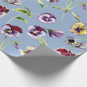 Hübsches Stiefmütterchen Muster Cerulean Blue Geschenkpapier (Ecke)