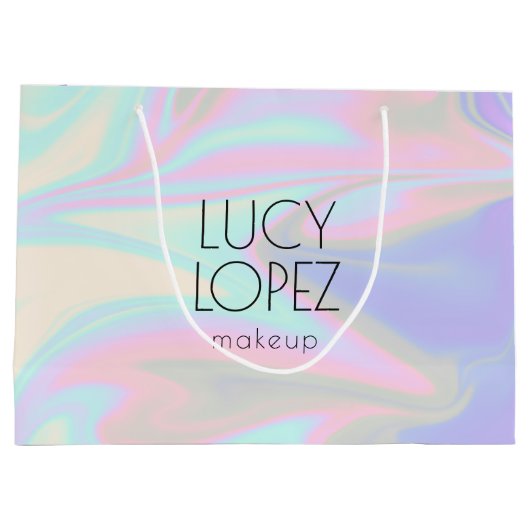 Hübsches stilvolles, modernes Chick holographic Große Geschenktüte (Rückseite)