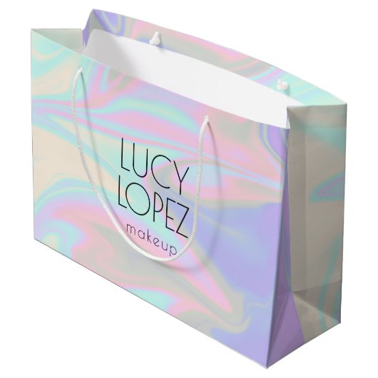 Hübsches stilvolles, modernes Chick holographic Große Geschenktüte (Rückseite Schrägansicht)