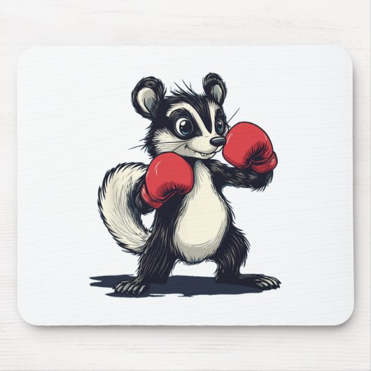 Hübsches Stinktierkostüm mit Boxhandschuhen Mousepad (Vorne)