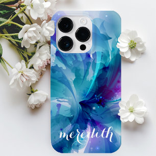 Hübsches, strahlendes Blau und Lila Abstraktes Blä Case-Mate iPhone 14 Pro Hülle