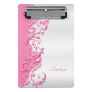 Hübsches Süßigkeits-Rosa verziert auf weißem Mini Klemmbrett