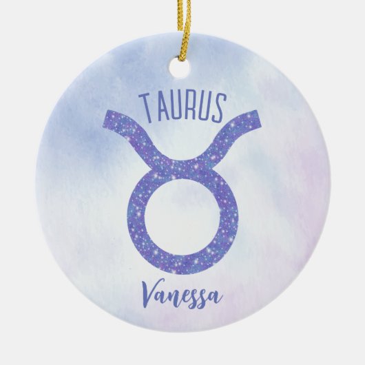 Hübsches Taurus Astrologie Signieren Personalisier Keramik Ornament (Vorne)