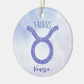 Hübsches Taurus Astrologie Signieren Personalisier Keramik Ornament (Links)