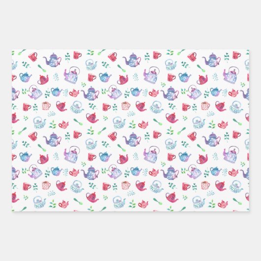 Hübsches Tee-Party und Kaffeemaschinen Geschenkpapier Set (Vorderseite 3)