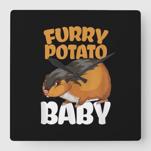 Hübsches TierHamster mit Kartoffeln Quadratische Wanduhr (Vorderseite)