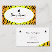 Hübsches Tigermuster Niedlicher Schmetterlingsrahm Visitenkarte (Vorne/Hinten)