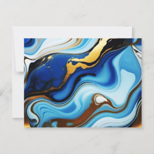 Hübsches trendy Blue Gelb Gold Imitate Marmor Postkarte