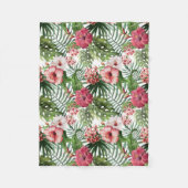 Hübsches tropisches, rosa und rotes Hibiskus Fleecedecke (Vorderseite)