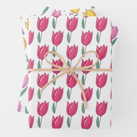 Hübsches Tulips Wrapping Paper Set 3 Geschenkpapier Set (Beispiel)
