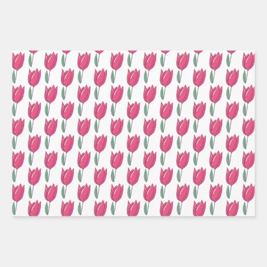 Hübsches Tulips Wrapping Paper Set 3 Geschenkpapier Set (Vorderseite)