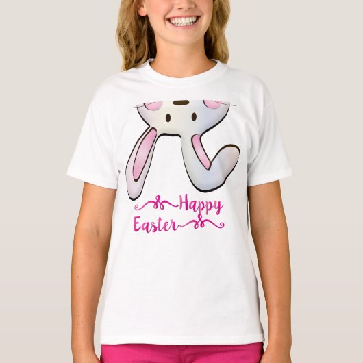 Hübsches und Niedliches Pink Osterkaninchen Bunny T-Shirt (Vorderseite)