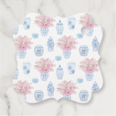 Hübsches und preppy Pink Blue Ginger Jar Brautpart Geschenkanhänger (Rückseite)