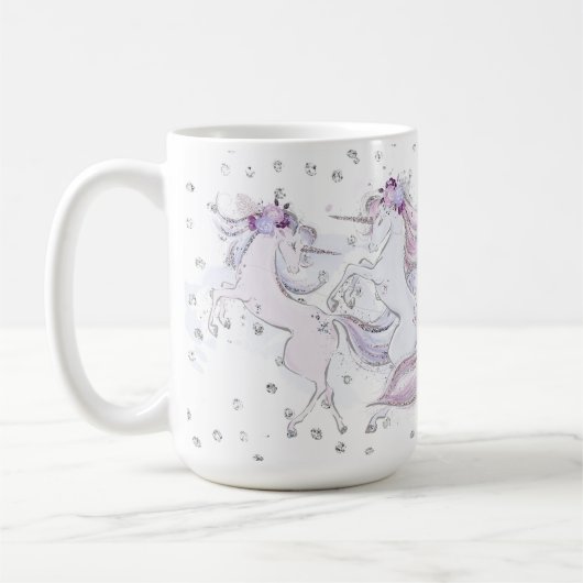 Hübsches Unicornduo u. Sleigh Kaffeetasse (Links)