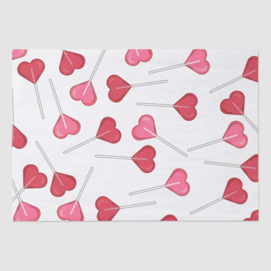 Hübsches Valentine Rotes Herz | Lollipop Muster Seidenpapier (Vorderseite)