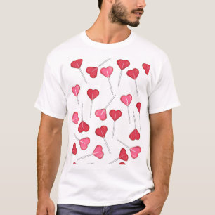 Hübsches Valentine Rotes Herz   Lollipop Muster T-Shirt