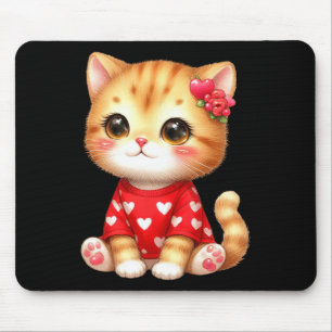 Hübsches Valentinskatze Kätzchen mit Herz Mousepad