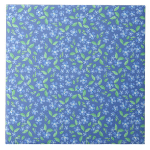 Hübsches verrücktes Immergrün-Blau-Grün-Blumenmust Fliese