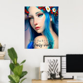 Hübsches verzaubertes Mädchen mit Blume | Fairy Ta Poster (Heimbüro)