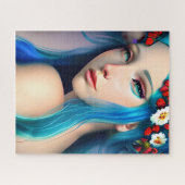 Hübsches verzaubertes Mädchen mit Blume | Fairy Ta Puzzle (Horizontal)