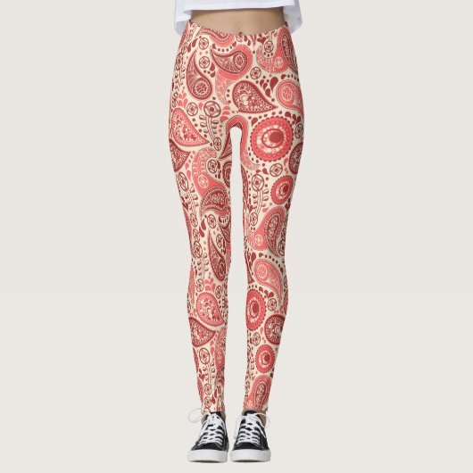 Hübsches Verziert-rosa Paisley-Muster Leggings (Vorderseite)