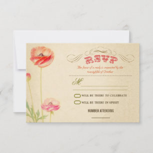 hübsches Vintage-Design Hochzeit RSVP Karte