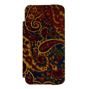 Hübsches vintage dunkelbraunes Paisley-Design Incipio Watson™ iPhone 5 Geldbörsen Hülle