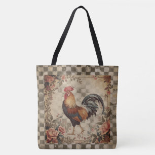 Hübsches Vintage-Hahn-und-Blumen-Muster Tasche