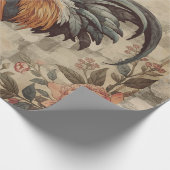 Hübsches Vintage-Hahn- und Blumenmuster  Geschenkpapier (Ecke)