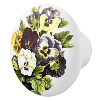 Hübsches Vintage-Stiefmütterchen-Gartenblumenmuste Keramikknauf