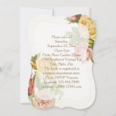 Hübsches Vintages Blumenkohl-Rose Whitewash-Brautp Einladung (Rückseite)