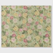 Hübsches Vintages Blumenrosa und Grün Geschenkpapier (Flach)
