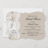 Hübsches Vintages Lace & Burlap-Brautparty Einladung (Vorderseite)