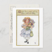 Hübsches Vintages Mädchen mit OsterBlume Postkarte (Vorne/Hinten)
