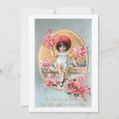 Hübsches Vintages Mädchen mit rosafarbenen Valenti Feiertagskarte (Vorderseite)