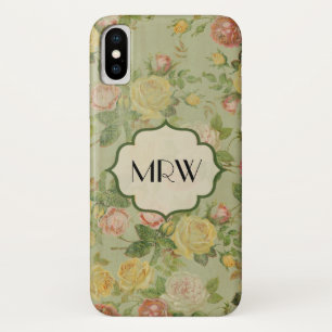 Hübsches Vintages mit Monogramm Blumen-mit Case-Mate iPhone Hülle